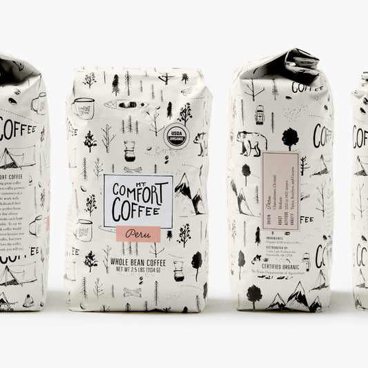 Mt. Comfort Coffee Organic Peru Medium Roast Bag - Flavor Notes of Nutty, Chocolate, & Citrus - Sourced From Small, Peruvian Coffee Farms - Roasted Whole Beans