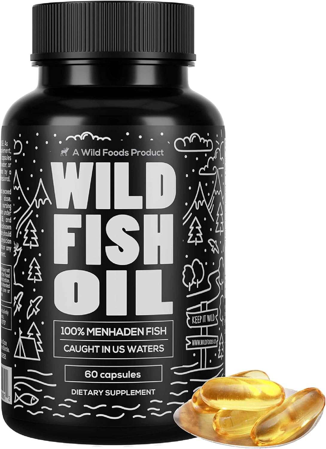 Wild Fish Oil Omega 3 Supplement | DPA, DHA & EPA Wild Menhaden Caught U.S. Processed | Non-GMO & Gluten Free Health Sup