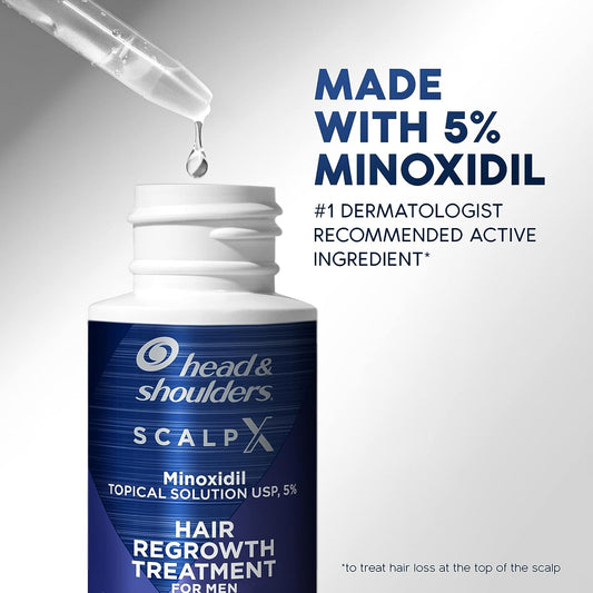 Head & Shoulders Scalp X 5% Minoxidil for Men, Hair Regrowth Treatment for Thinning Hair and Hair Loss, Topical Solution, 3 Month Supply, 2   Each, Pack of 3