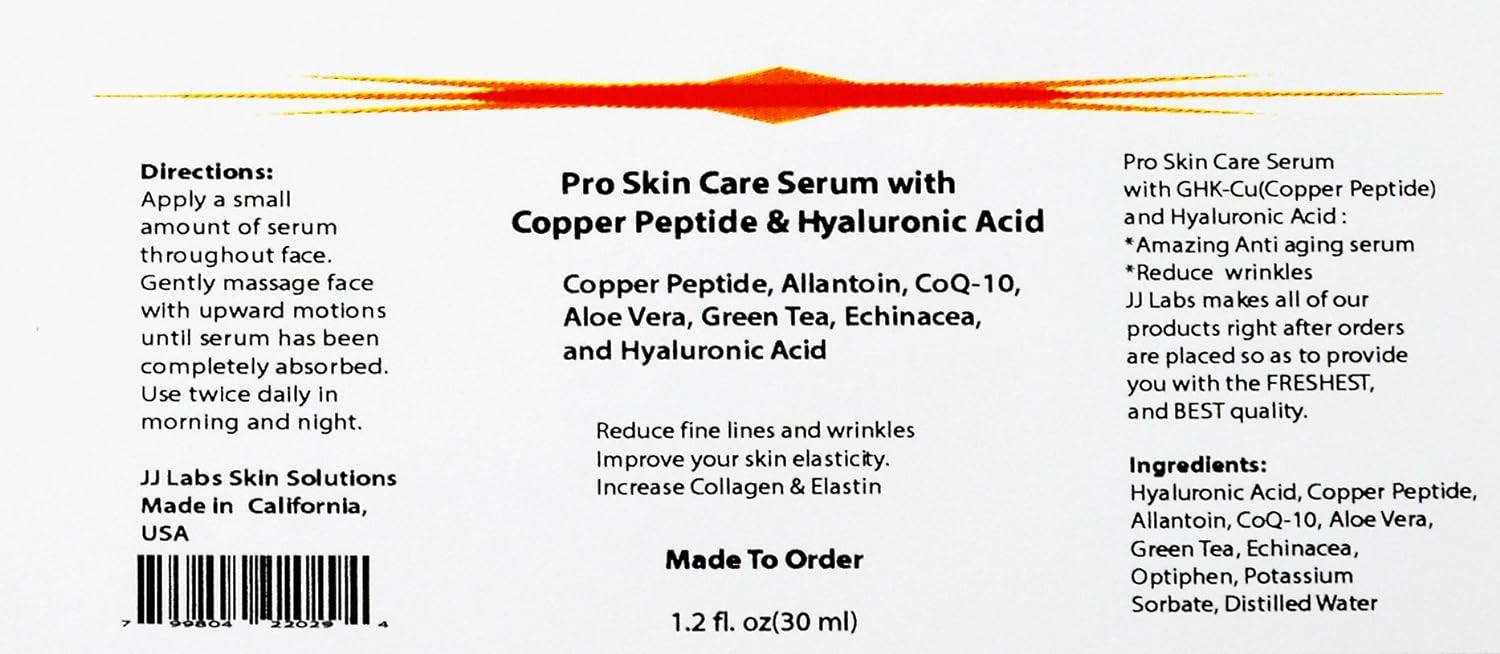 Esupli.com Copper Peptide (GHK-Cu) Pro Skin Care Serum with Hyaluronic 