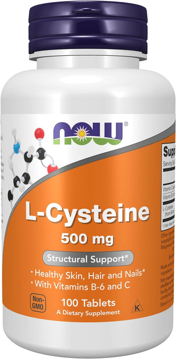 NOW Supplements, L-Cysteine 500 mg with Vitamins B-6 and C, Structural