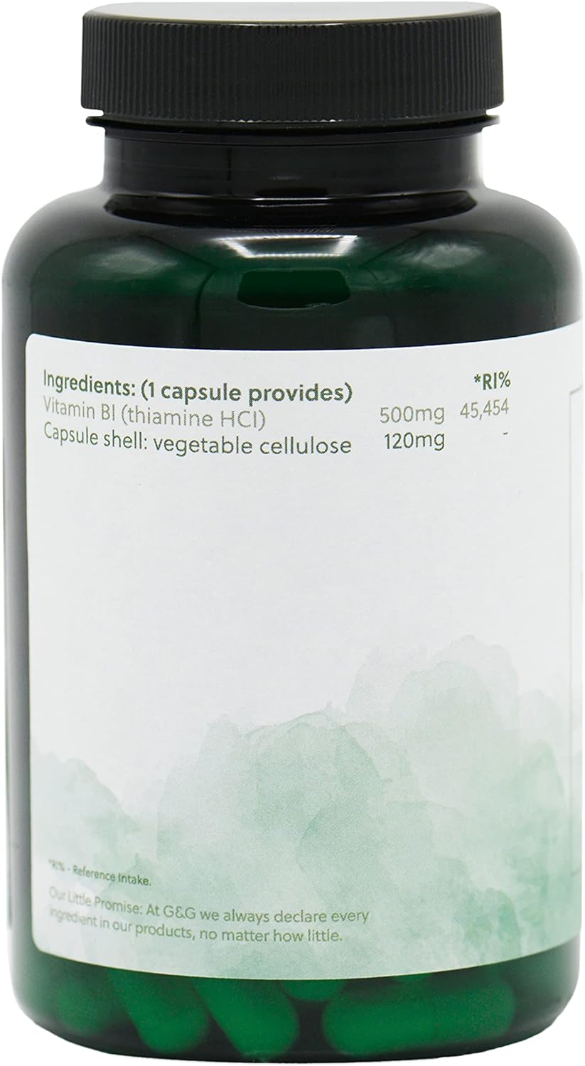 Vitamin B1 Thiamine HCl Capsules | 500mg of B1 Thiamine HCl per Capsul