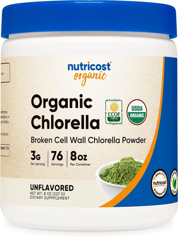 Nutricost Organic Chlorella Powder 8oz - 3000mg Per Serving - Non-GMO,
