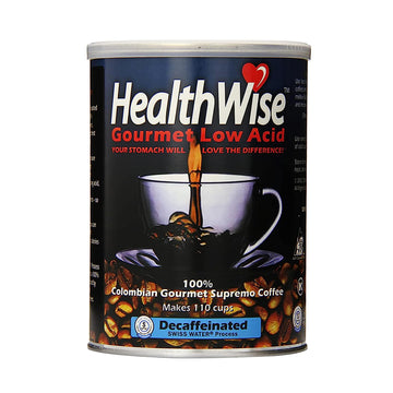 HealthWise Low Acid Swiss Water Decaffeinated Coffee, 100% Colombian Decaf Supremo