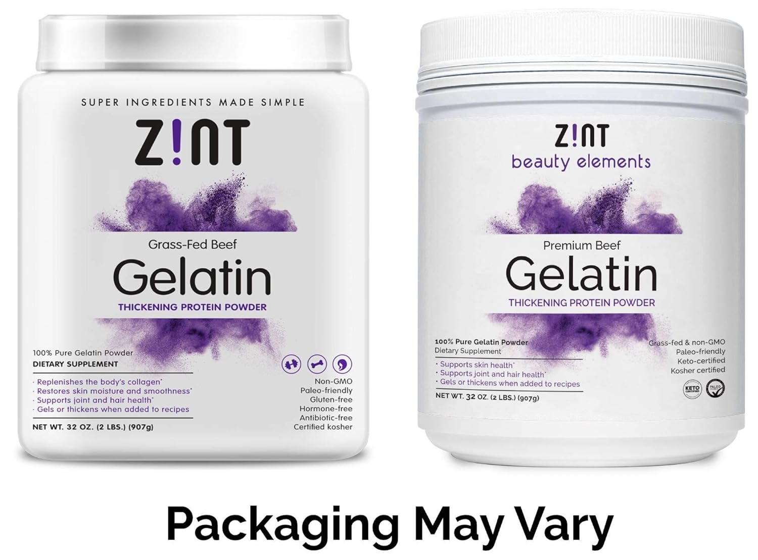 Zint Beef Gelatin Powder (32 Ounce): Unflavored, Keto-Certif