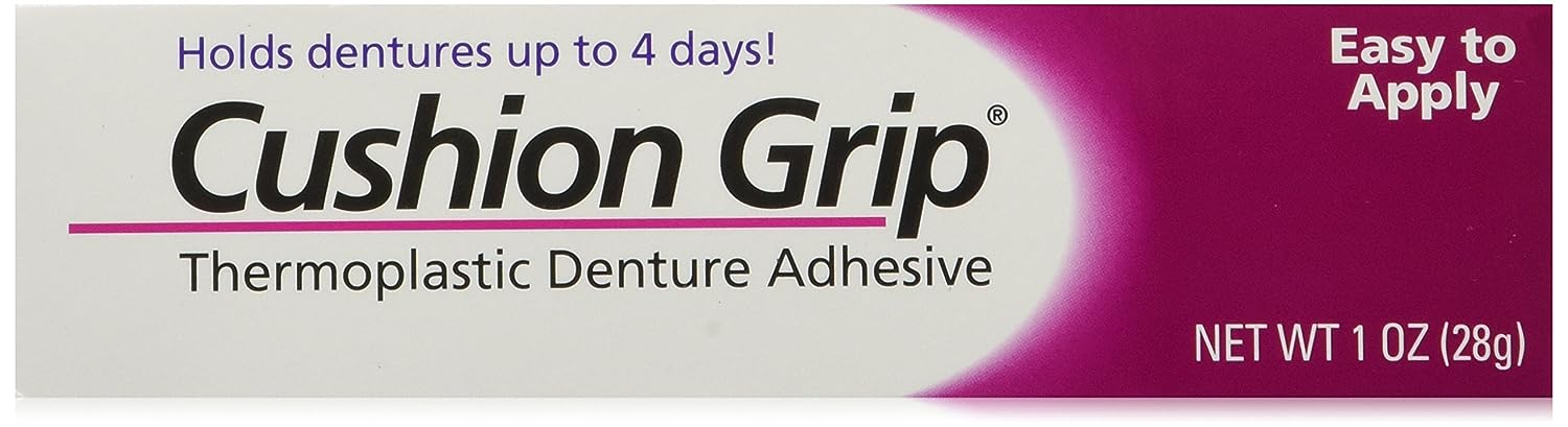 Cushion Grip Thermoplastic Denture Adhesive, 1  (Pack of 2) - Refit and Tighten Loose and Uncomfortable Denture [Not A Glue Adhesive, Acts Like A Soft Reline for Denture]