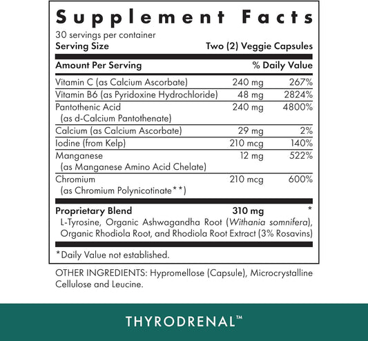 MICHAEL'S Health Naturopathic Programs Thyrodrenal - 60 Vegan Capsules2.57 Ounces