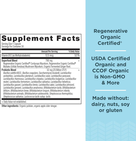 Ancient Nutrition Regenerative Organic Certified Probiotics, Daily Pro