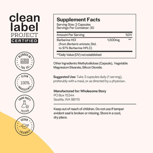 Berberine Supplement 1500Mg | Berberine 500Mg Per Capsule | 97% Standa
