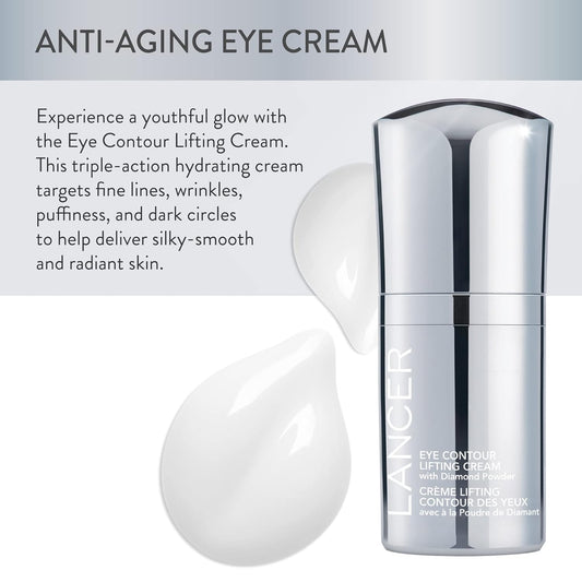 LANCER Skincare Eye-Contour Lifting Cream with Diamond Powder, Anti-Aging Eye Cream with Hyaluronic Acid, 0.5 s