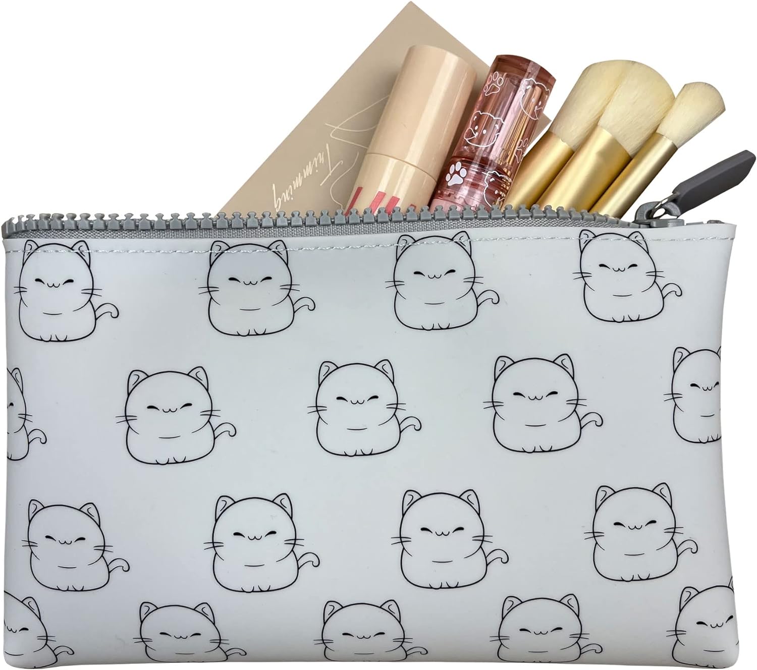 SZZYXD Cosmetic Bags for Women Cat Silicone Waterproof Makeup Bag for Travel Make Up Zipper Pouch Gifts for Women, for Makeup Brush & Essential Makeup Tools