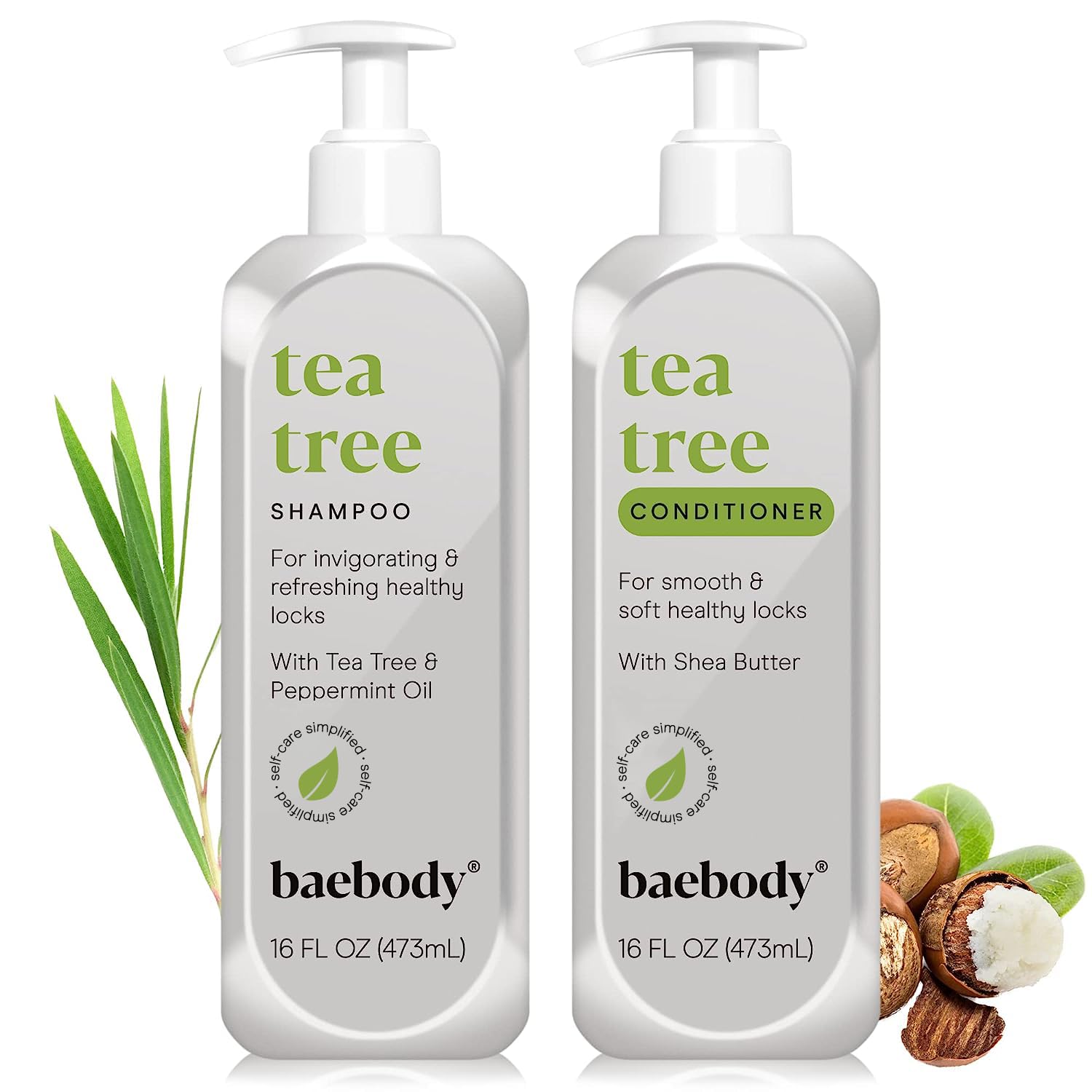 Baebody Tea Tree Shampoo And Conditioner Set - Nourishing Dry Scalp Shampoo & Conditioner - Tea Tree Oil Anti-Dandruff Hair Care Set For Men/Women