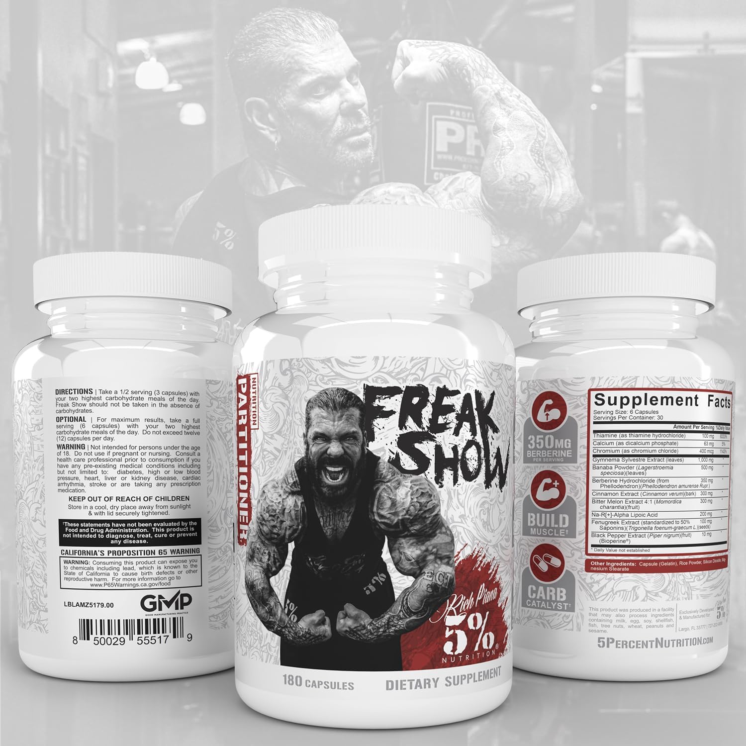 5% Nutrition Rich Piana Freak Show | Muscle Builder | Berberine, Gymne