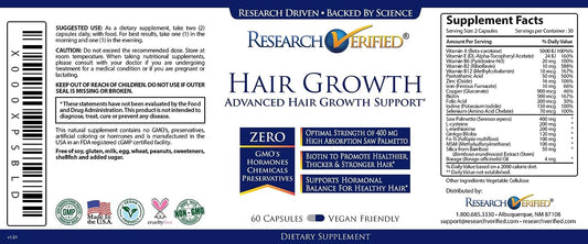 Research Verified Hair Growth Support - with Biotin, DHT Blockers & Vitamins - Hair Growth and Hair Loss Prevention, 1 Bottle (1 Month Supply)