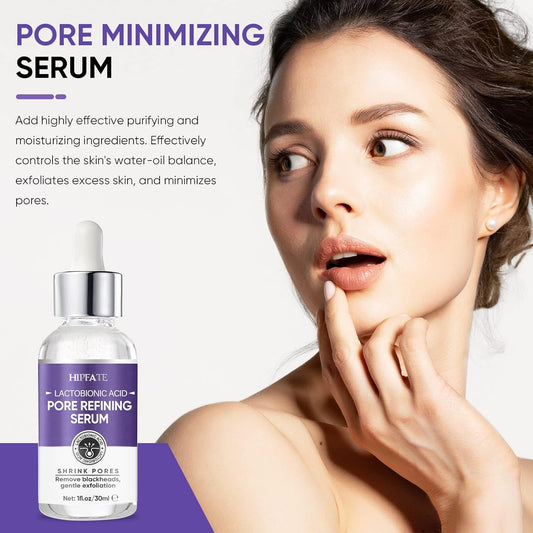 Pore Minimizer Serum, 100% Vegan Pore Exfoliating Solution, Pore Skin Care Serum Facial Essence for Shrinking & Minimizing Pores, Pore Refining Serum & Pore Tightening, 30