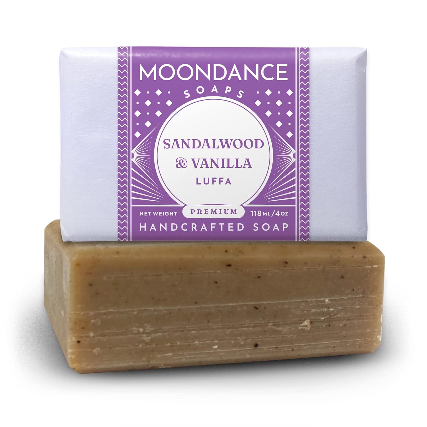 Sandalwood Vanilla Soap - Handmade Soap for Softer Skin with Cocoa Butter, Shea Butter, Sweet Almond, Fragrance and Essential Oils by MoonDance Soaps (One Bar, 4 )