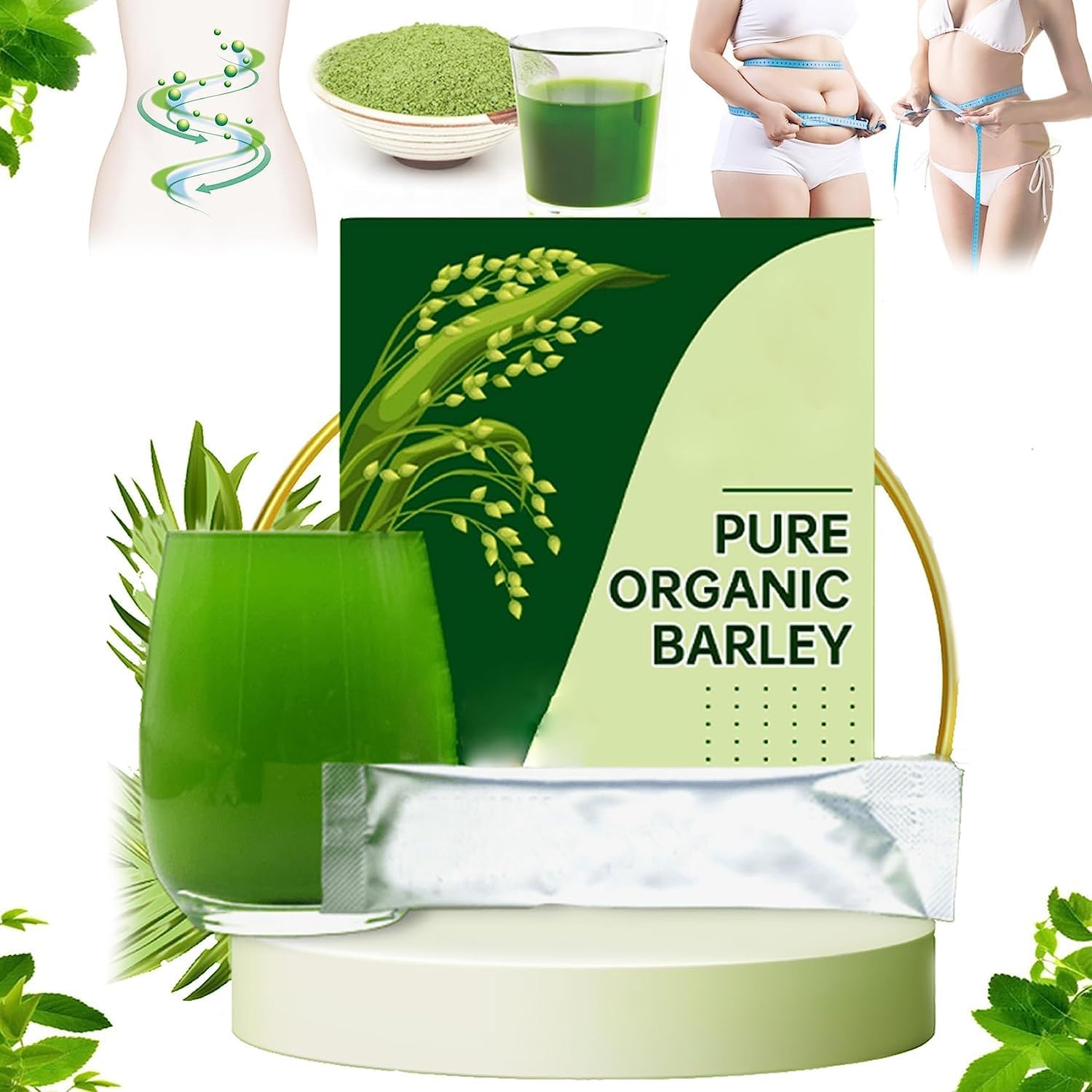 Hjfcy Barley Grass Powder 100% Pure & Organic, Organic Barley Grass Powder, Organic Barley Grass Powder 20 Bags/Box (1