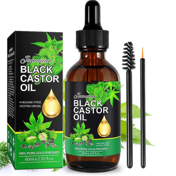 RoukJouk Jamaican Black Castor Oil, 100% Pure Castor Oil Organic Cold Pressed, Black Castor Oil Organic for Hair Growth,