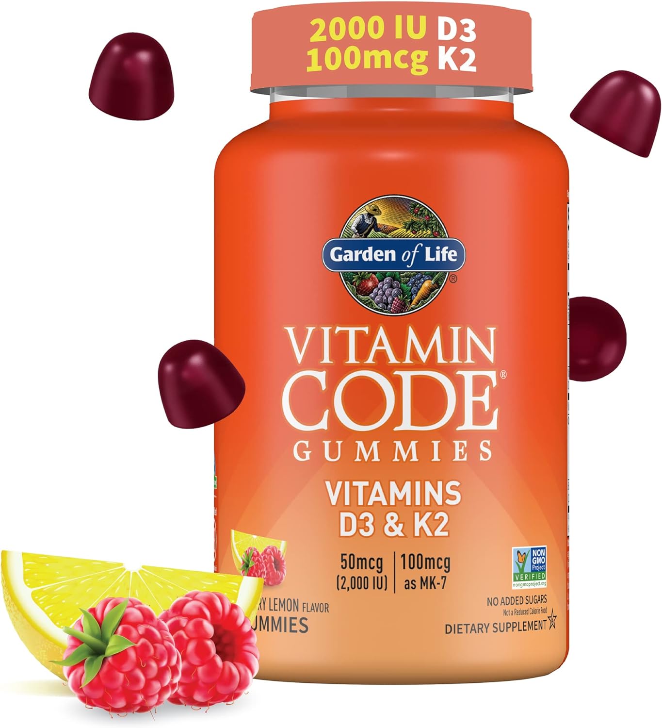 Garden Of Life Vitamin D3+K2 Gummies With Prebiotics&Probiotics For Di