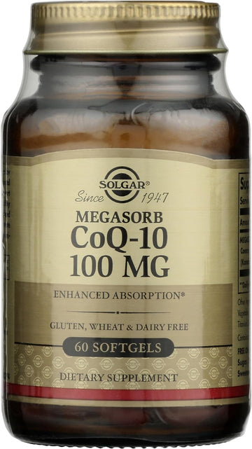 Solgar Megasorb CoQ-10 100 mg, 60 Softgels - Supports Heart