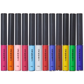 Maydear 12 colors Matte Colorful Liquid Eyeliner Set?Waterproof and Long-Lasting Liquid Eyeliner?Ultra-Thin, Smooth without Split Ends