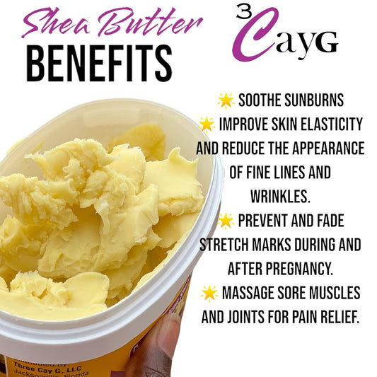 3CayG Unrefined Shea Butter | Ivory Raw Shea Butter | African Shea Butter for skin and hair