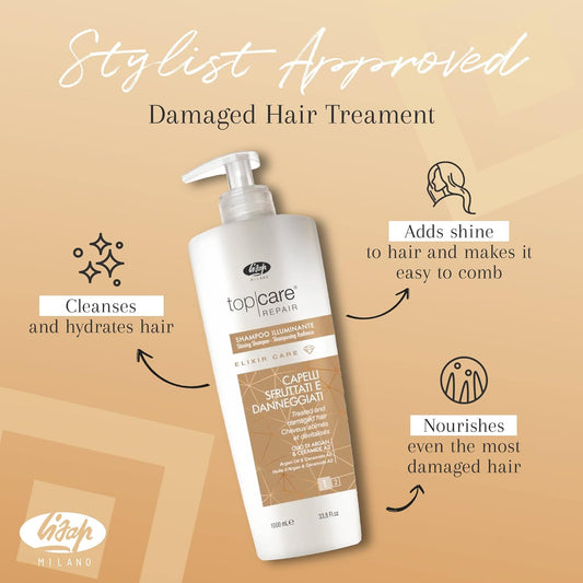 Lisap Top Care Repair | Elixir Care Shampoo | Cleanses, Hydrates, and Adds Shine to Dry, Damaged Hair | 33.81