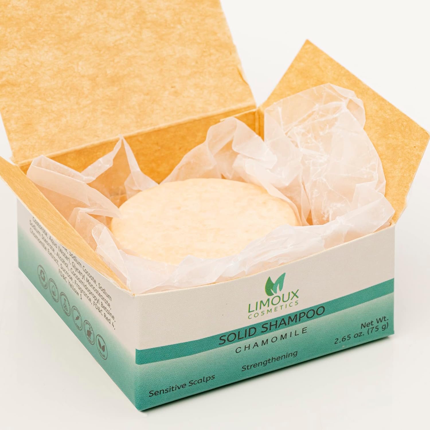 Limoux Cosmetics Solid Shampoo bar - All hair types - Moisturizing, brightening and strengthening - ideal senstive scalps -2.65 - Paraben Free, Cruelty free, Vegan, Zero waste, up to 60 uses