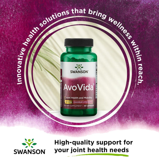 Swanson Avocado Soy AvoVida Maximum Strength ASU Supplement for Joints 300 mg 60 Capsules