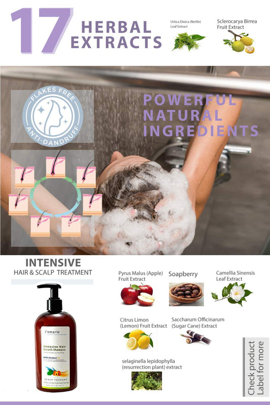 L'emarie Hair Growth Shampoo For Thinning and Hair Loss Treatment With Extra DHT Blocker for Thicker, Fuller, Healthier Hair for Men & Women