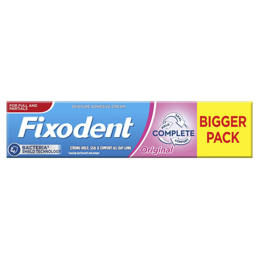 Fixodent Complete Denture Adhesive Cream, 65g, 10X Stronger Hold vs. No Adhesive, Improved Comfort & Foodseal, Original, Mint