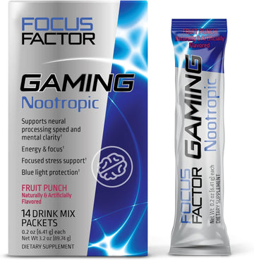 Focus Factor Gaming Nootropic Supplement With Lions Mane For Energy, F
