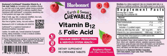BlueBonnet Nutrition Earth Sweet Vitamin B12 & Folic Acid Chewable Tab