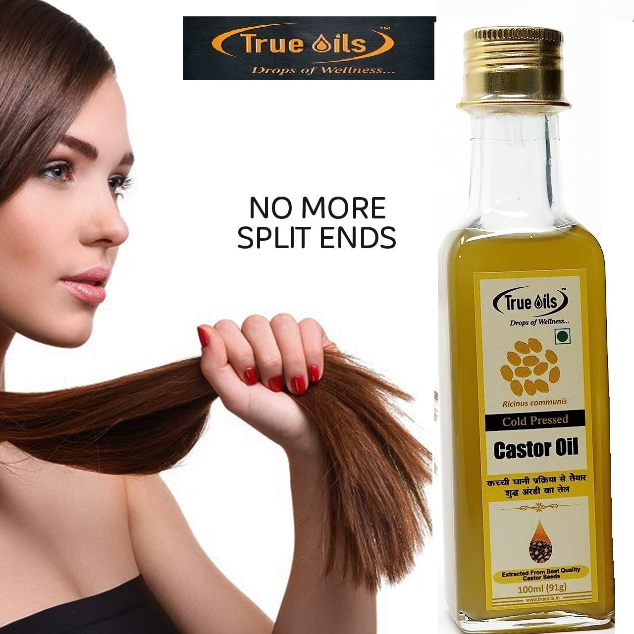  True Oils Cold Pressed Castor Oil for Hair & Skin for Men a