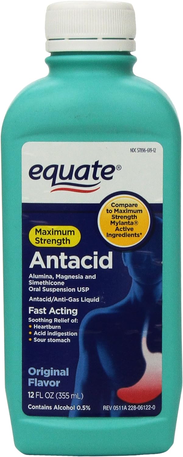 Equate - Antacid/Anti-Gas Liquid - Maximum Strength, Original Flavor, 1 Pounds