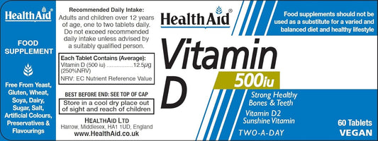 HealthAid Vitamin D 500iu Tablets, 60 Count

