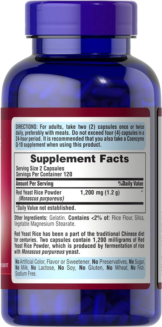 Puritan's Pride Red Yeast Rice 600 Mg, 240 Count, Red yeast rice powde