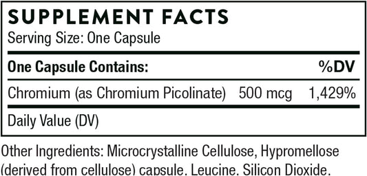Thorne Chromium Picolinate - 500mg Chromium - 60 Capsules