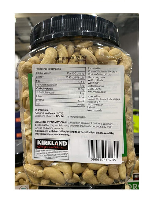 Kirkland Signature Organic Unsalted Cashew, 40 Oz