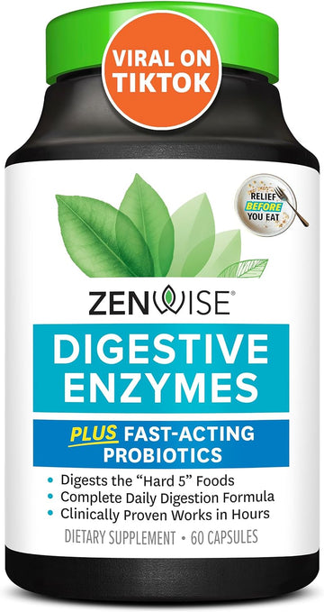 Zenwise Health Digestive Enzymes for Gut Health - Probiotic Multi Enzymes with Prebiotics and Probiotics for Women and Men for Digestive Health and Bloating Relief, Daily Enzymes for Digestion