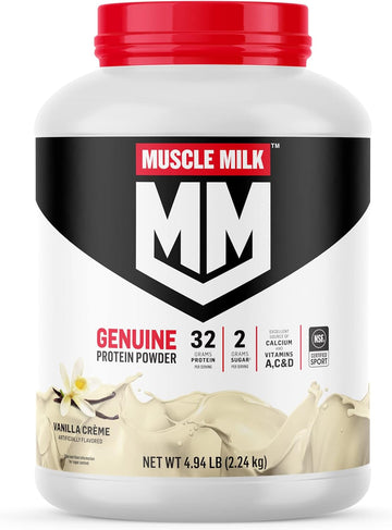 Muscle Milk Genuine Protein Powder, Vanilla Creme, 32g Protein, 5 Poun