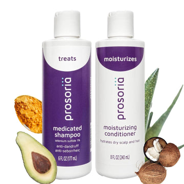 Prosoria Medicated Shampoo and Moisturizing Conditioner (2-Pack) Relieves and Controls aking, Scaling, Itchy, Dry Scalp and Dandruff while Revitalizing and Moisturizing Scalp and Hair 8 Bottle