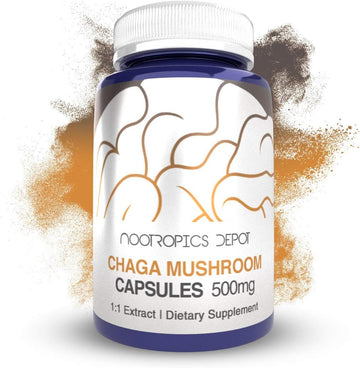 Nootropics Depot Chaga Mushroom Capsules | 500mg | 180 Count | Inonotu