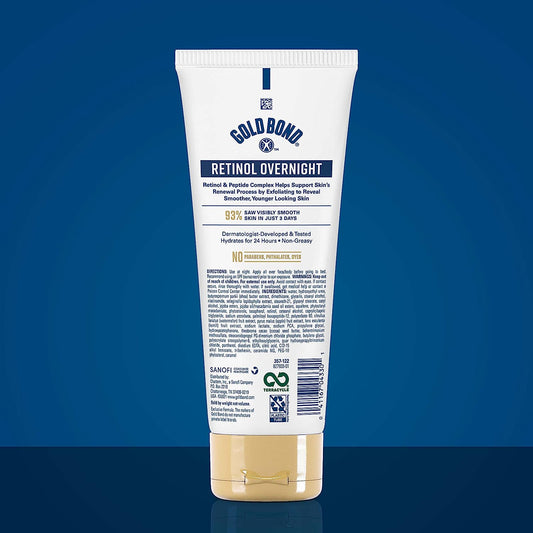 Gold Bond Age Renew Retinol Overnight Body & Face Lotion, with Retinol & Peptide Complex, 7