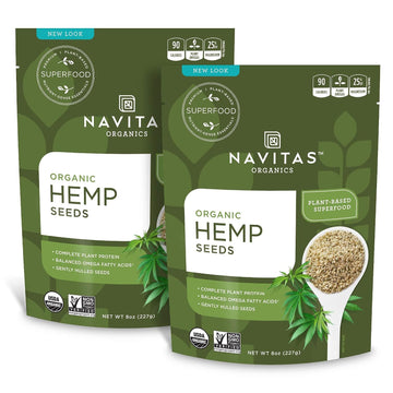 Navitas Organics Raw Hemp Seeds, (2-Pack) 30 Servings — Organic, Non-GMO, Low Temp-Hulled, Gluten-Free