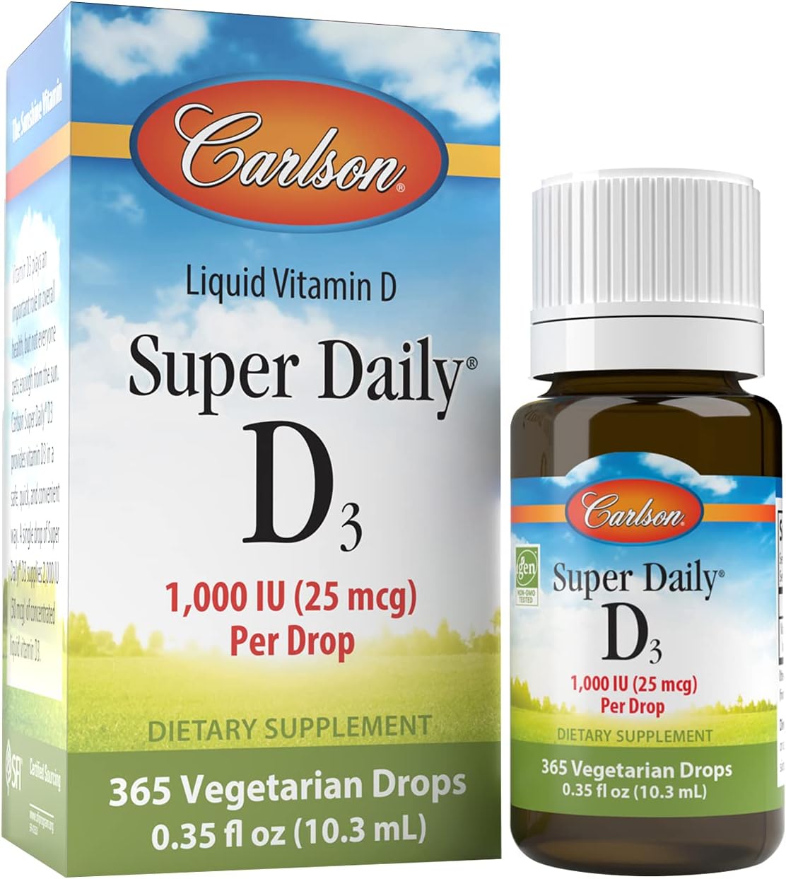Carlson - Super Daily D3, Vitamin D Drops, 1,000 Iu (25 Mcg) Per Drop,