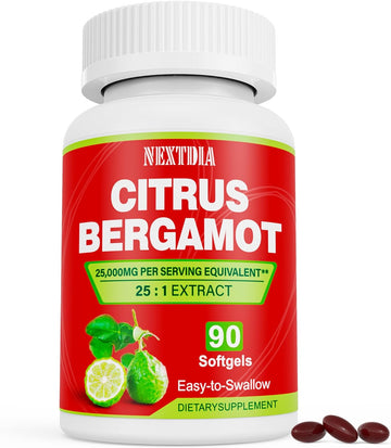 Citrus Bergamot Supplement 1000mg with Plant Sterols 400mg, Omega-3 (EPA & DHA), Coq10 & Turmeric, Citrus Bergamia 25:1