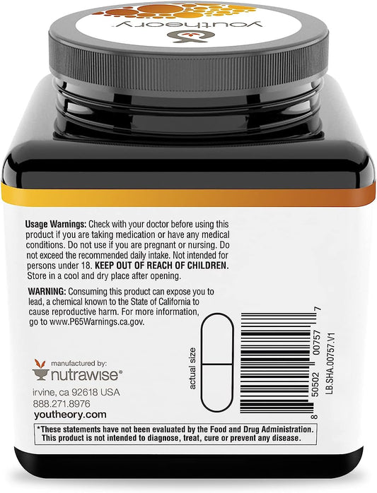 Youtheory Shilajit, Pure Himalayan Superfoood, Energy Support, 60 Vegetarian Capsules