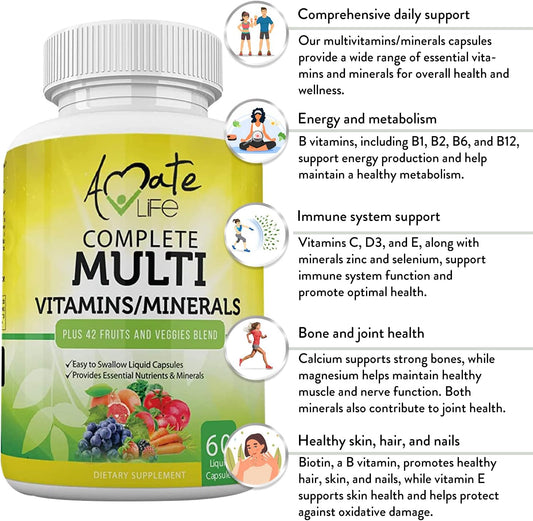 Amate Life Multivitamins/Minerals Capsules With Zinc And Premium 42 Fr