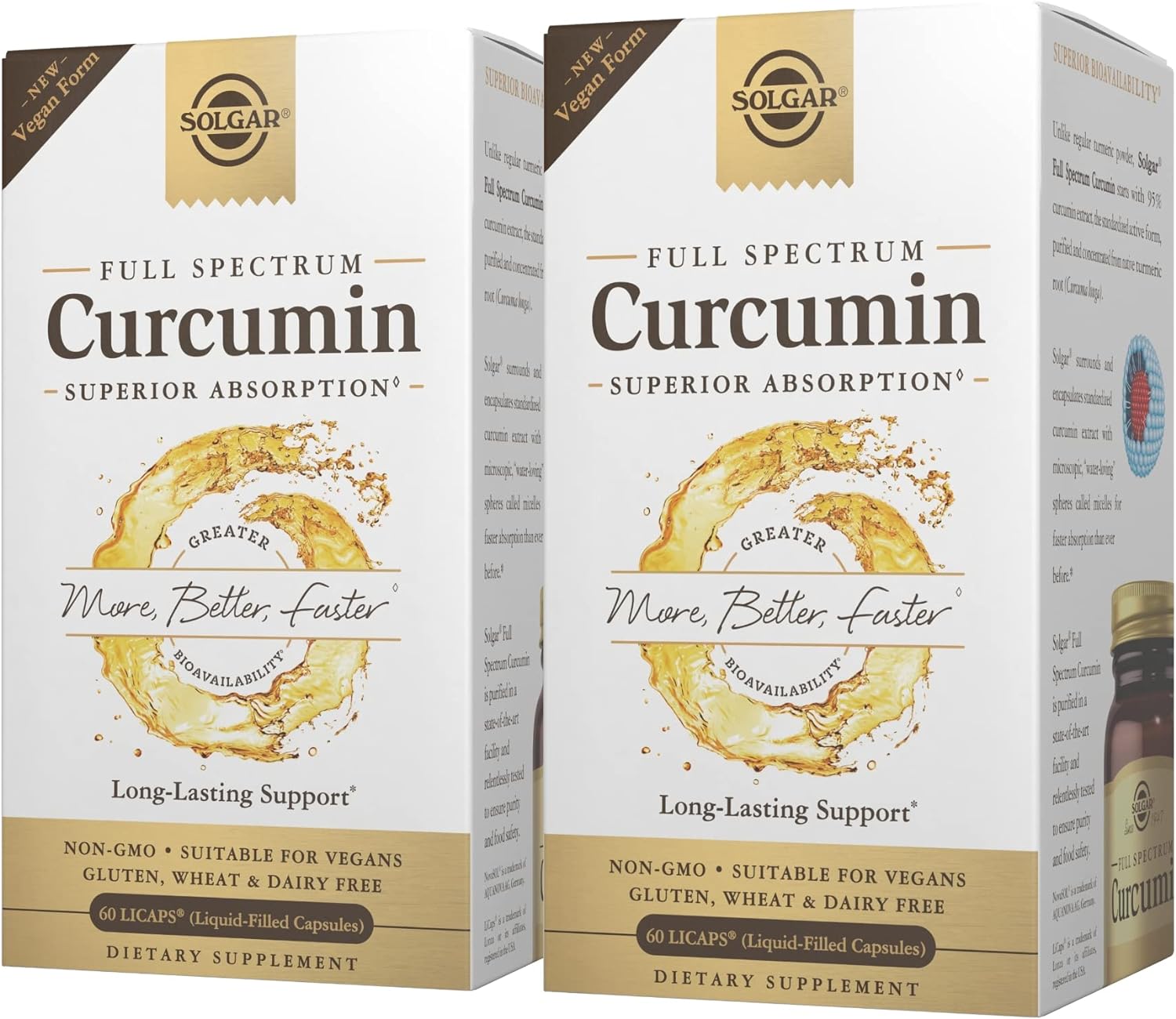 Solgar Full Spectrum Curcumin - 60 LiCaps, Pack of 2 - Superior Absorp